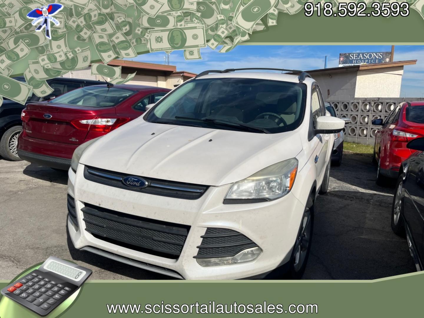 2013 WHITE FORD ESCAPE SE FWD (1FMCU0GX3DU) with an 1.6L L4 DOHC 16V engine, 6-Speed Automatic transmission, located at 8101 E. Skelly Dr., Tulsa, OK, 74129, (918) 592-3593, 36.121891, -95.888802 - Photo#0